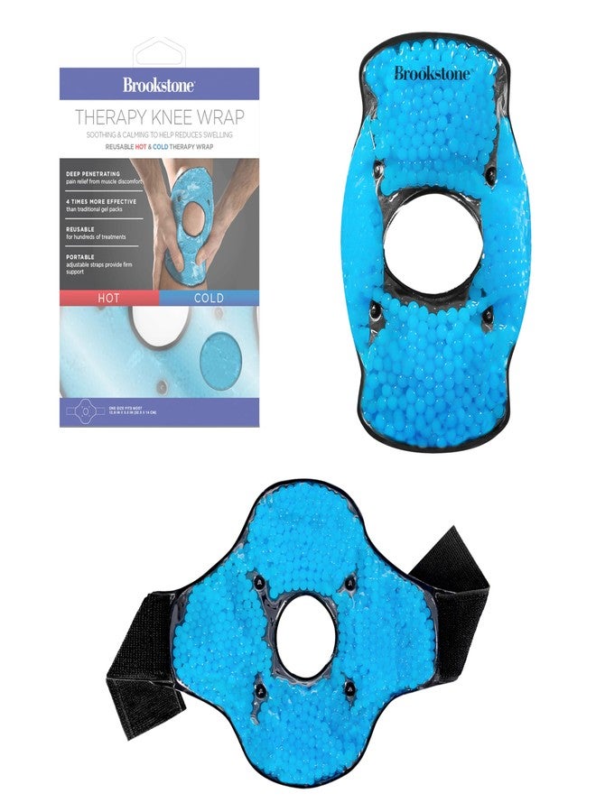 Brookstone Knee Ice Pack Wrap With Silica Beads - Hot and Cold Therapy for Pain Relief - Reusable for Swelling, Injuries, and Post-Surgery Recovery - Azure Blue - Image 1